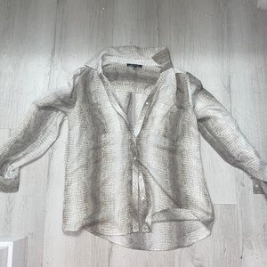 Snake skinned long sleeve button down blouse size Medium